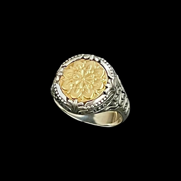 🔴SOLD🔴 Konstantino 18k gold and sterling silver filigree signet ring - Picture 5 of 15